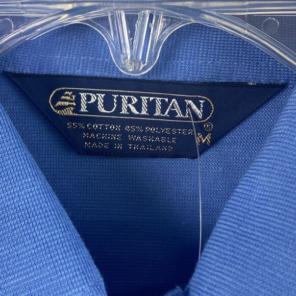 Vintage Puritan Polo Short Sleeve Shirt Mens M Blue White Pink Striped NWT - Picture 2 of 10